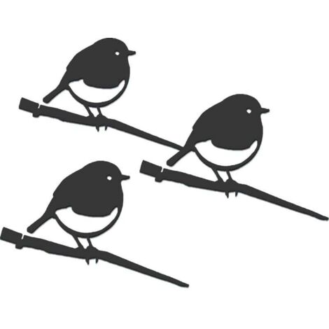 Oiseaux à planter mini rouge -gorge en acier corten (Lot de 3) (1/4)