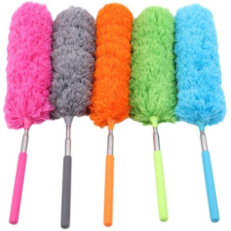 Plumeau extensible 5 pièces, chiffon en microfibre, brosse de nettoyage, lavable réglable extensible avec barre télescopique