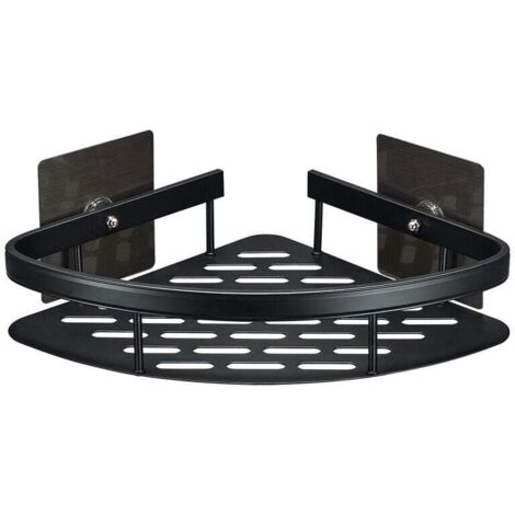 Étagère de salle de bain - Coin d'étagère triangulaire-22x29×5.5CM, (Noir) 1pc (1/5)