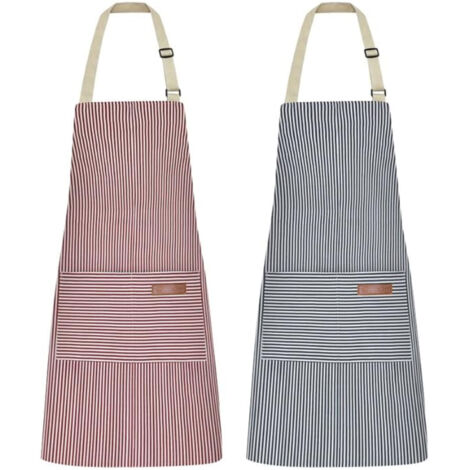 Tablier de cuisine avec bavette réglable tablier de chef doux avec doubles poches pour hommes et femmes