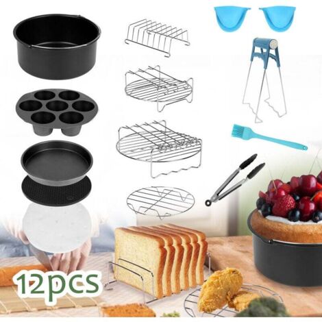 Kit d'accessoires pour Friteuse à Air Électrique en Acier Inoxydable 12pcs 8 Pouces (1/5)