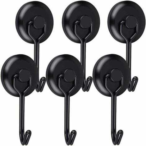 Crochet Aimanté Puissant 14 kg 20D Crochet Magnetique Frigo Noir Néodyme Pivotants Aimant Crochet Magnétique Crochets Aimantés Magnétiques pour Cuisine Torchon Tableau 6pcs (1/5)