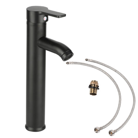 Robinet mitigeur de lavabo noir en acier inoxydable, robinet d'évier chaud et froid pour salle de bains et toilettes (1/5)