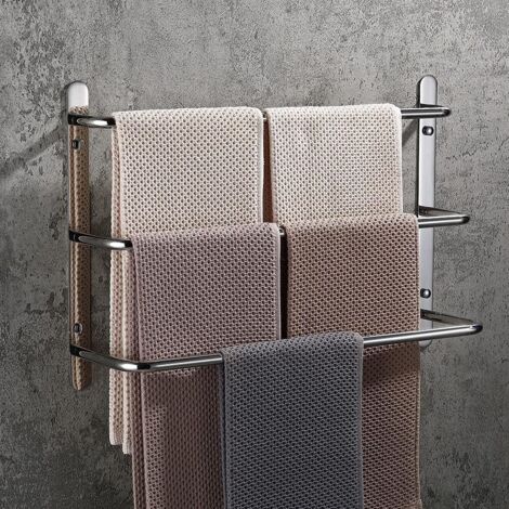 Porte-serviettes mural 3 barres en acier inoxydable 304 – Fixation murale – Longueur 40cm – Résistant à la corrosion pour salle de bain et cuisine – Einemgeld