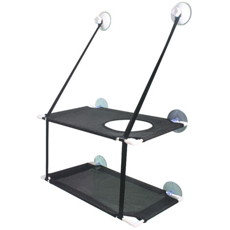 Hamac Fenêtres Siège Chat Gain de place Lit pour chat monté sur fenêtre Perchoir de sécurité durable pour chat avec ventouses Convient pour les grandes et petites tailles de chatNoirdouble couche JUNJUN (1/5)