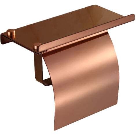Porte-papier Hygiénique Mural, Porte-rouleau De Papier Toilette En Acier Inoxydable Antirouille Avec Étagère Pour Téléphone Pour Salle De Bain Et Cuisine Or rose. (1/5)