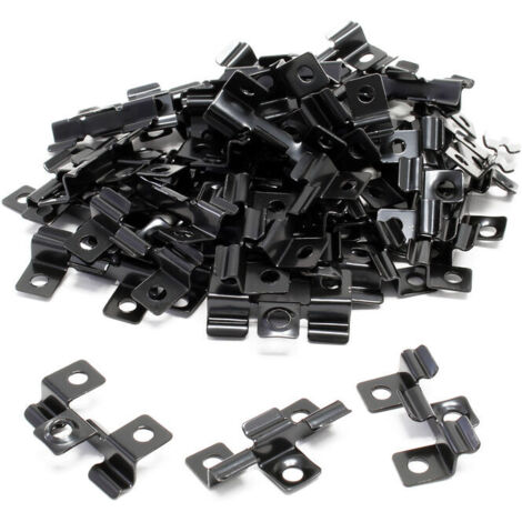 Lot de 100 Clips en Acier fin – Noir – 40 x 24 x 6 mm – Hauteur de serrage 6 mm – Montage des planchers lames dalles terrasse, fixation invisible