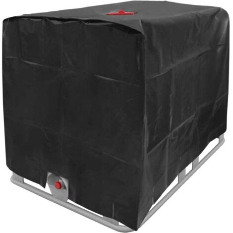 Bâche de réservoir d'eau, Bâche Couverture Réservoir IBC pour Cuve 1000L, Capôt de Protection Container Citerne Eau, Anti-poussière Anti-UV Anti-Pluie, 120x100x116cm (le noir) (1/5)