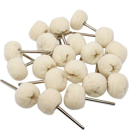 iupika Lot de 20 pièces de polissage, tampons rotatifs en coton sur mandrin 3 mm (1/3)