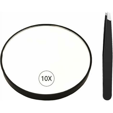 10X Grossissant Miroir avec 2 ventouses de Montage pour Le Maquillage - Sourcils/pincements - Suppression des Points Noirs - Miroir de Maquillage pour Salle de Bain/Voyage - 8.8cm Rond (1/5)