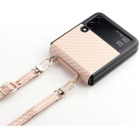 Étui de téléphone compatible Samsung Galaxy Z Flip 3 avec lanière Or (1/4)