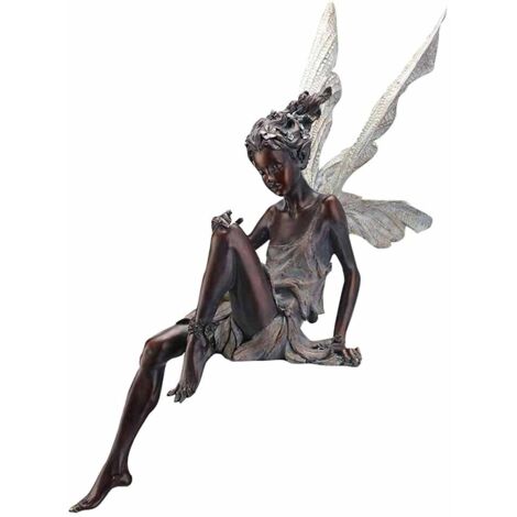 Statue de Fée Assise Statue de Fée Assise pour Jardin Résine Artisanat Aménagement Paysager Cour Décoration Fée Figurines Cadeau pour Bureau à Domicile Table de Bureau (1/4)