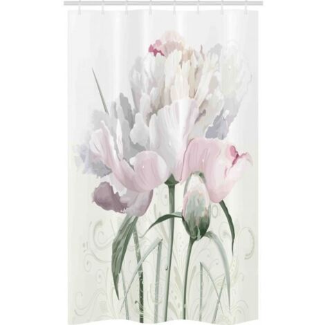 Rideau de Douche Stalle Fleur Roses Tulipes - Blanc - Polyester - Contemporain Design (1/2)
