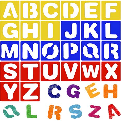 Ensemble de pochoirs à lettres de 26 pièces, pochoirs d'alphabet d'art réutilisables pour panneaux en bois, peinture, bricolage et artisanat