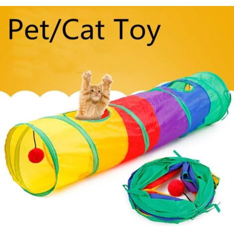 Le chat de Tunnel d\'animal familier a imprimé le jouet de tunnel de chaton crépu vert avec la boule Jouez le jouet d\'amusement (1/4)