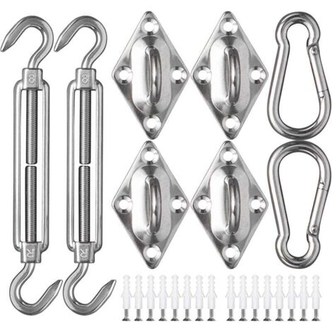 M8 Kit de Fixation pour Voile D'ombrage 42 Pièces de Matériel en Acier Inoxydable pour Installation de Voile d'ombrage Rectangulaire et Triangulaire (1/5)