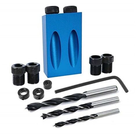 14 Pcs Gabarit De Trou De Poche Set,15°De Percage Oblique,Avec Adaptateur 6/8/10mm,Oblique Positionneur Outil De Localisation Pour Guide De Perçage (1/5)