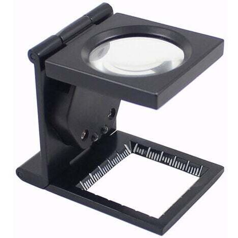 10X LED Loupe de Table Compte-Fils en Alliage de Zinc et Verre Pliable avec 2Led Lumière Échelle Loupe de Lecture Grande Lentille pour Maison Artisanat Outils de Bijoux Textile Réparation Bureau (1/5)