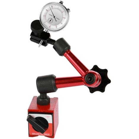 Indicateur à cadran rond en métal et mini kit d'outils de support de base magnétique flexible, Précision 0,01 mm, plage 0-10 mm (1/5)
