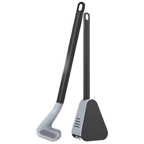 Brosse de toilette à tête de brosse de golf, brosse de toilette de golf avec support, brosse de toilette à long manche, brosse de toilette flexible à 360 ° sans coin mort, brosse de cuvette de toilett (1/5)