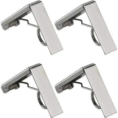 Pince Pour Nappe en Acier Inoxydable Fixe-Nappe à Ressort pour Restaurant Fêtes Pique-Nique4 Pcs Clip Nappe de Table (1/5)