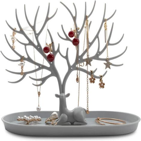 Amokee Présentoir à Bijoux en Bois, Arbre à Bijoux décoratif, Rangement de Colliers, Support de Bracelet, Support de Rangement pour Organisateur de Bijoux en Bois de Cerf, Cadeau Idéal pour Les Femmes