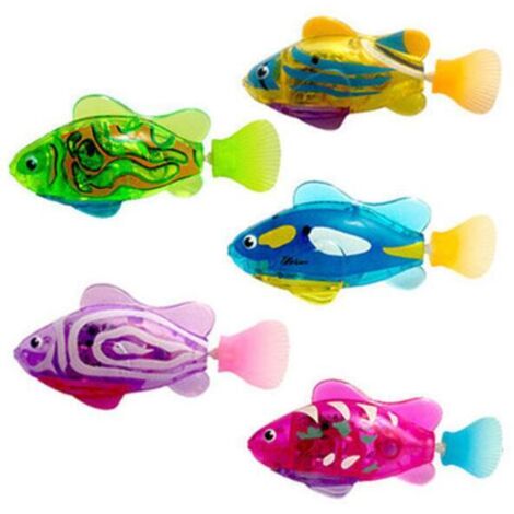 Lot De 5 Robo Fish Lumineux - Poisson Robot Électrique Qui Nage - Jouet Bain Piscine Pour Enfants, Chats & Chiens