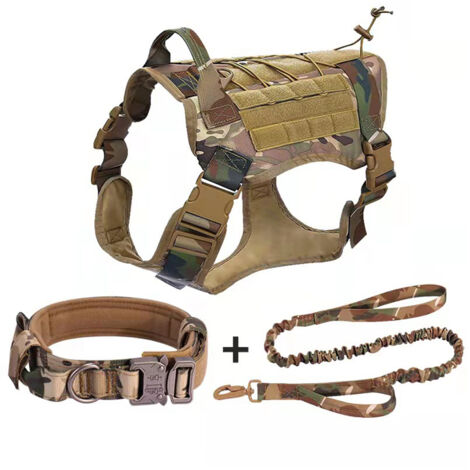 Harnais militaire pour chien de grande taille – Gilet tactique sans traction – Tissu nylon 1000D léger et respirant – Poignée de contrôle – Mowze