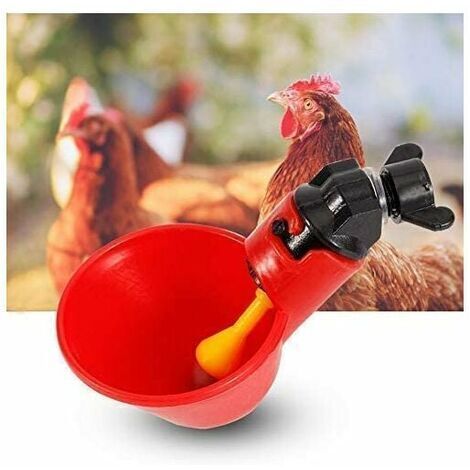Abreuvoir automatique pour poules – Lot de 5 tasses en acier inoxydable – Système à mamelon horizontal – Pour poules, lapins et oiseaux – Jormftte