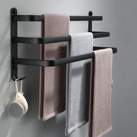 Fleymu Lot De 30 Porte-Serviettes Noir Sans Couture – Clips Textiles Bouton-Pression, Résistants à L’Eau Pour Salle De Bain & Cuisine
