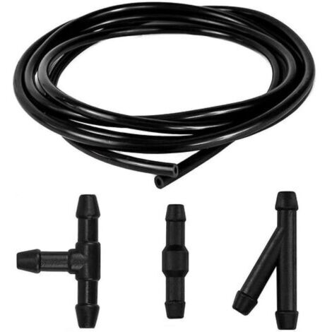 Tuserxln – Kit de tuyau essuie-glace 3m – 9 raccords Y, T et I – Tuyau noir pour pulvérisation efficace – Compatible avec la plupart des véhicules (1/5)