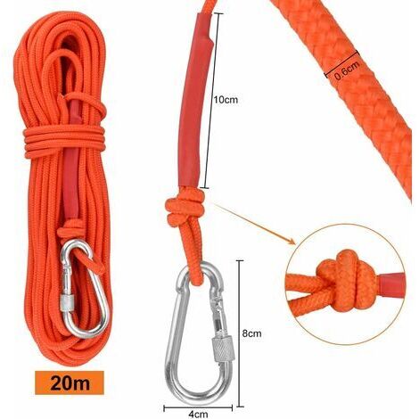 Mophorn Corde d'escalade dynamique de 10,2 mm, 60 m, résistance 25 kN, fibre extensible avec mousquetons en acier pour rappel, sauvetage et évasion – Bleu Mophorn Corde d'escalade dynamique de 10,2 mm, 60 m, résistance 25 kN, fibre extensible avec mousquetons en acier pour rappel, sauvetage et évasion – Bleu