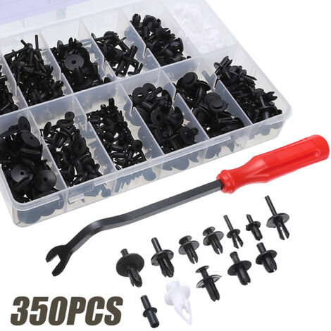 350PCS Attaches Rivets Clips Plastique pour Voiture, Assortiment D'Attaches Universelles de Type Poussoir Dans un Coffret avec Outil de DéMontage, Disponible en Plusieurs Formes et Tailles (1/4)