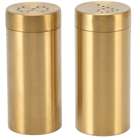 Pot à épices doré en acier inoxydable, 2 pièces, vis antirouille, bouteille d'assaisonnement à dessus ouvert pour sel, sucre, poivre, paprika (1/5)