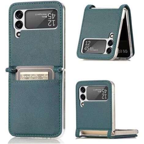 Étui Samsung Galaxy Z Flip 3 PU Cuir Fente Pour Carte Support de Téléphone Vert (1/4)