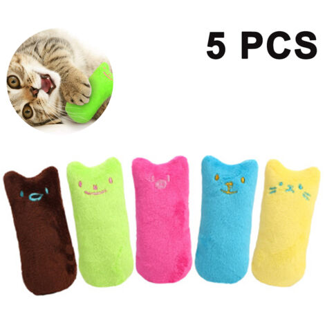 Jouet interactif pour chat – Lot de 5 jouets en peluche avec herbe à chat – Nettoyage des dents – Non toxique et résistant aux morsures – Jormftte