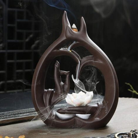 Brûle-encens à refoulement en céramique avec forme de lotus (Lotus)