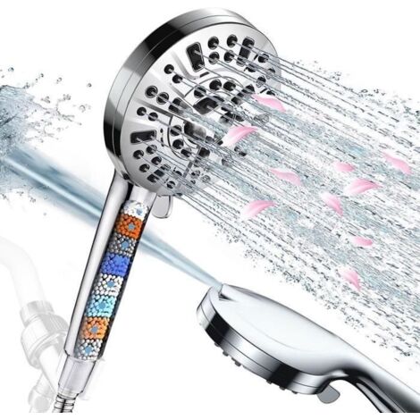 Pommeau de Douche - 10 Modes De Douche - avec Tuyau 1,5 m- Haute Pression Économie d\'Eau-chromé (1/4)