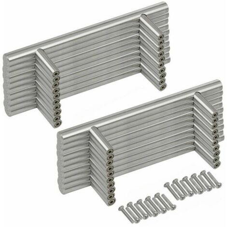 20PCS Poignée Bâton De Porte T- Bar Cuisine Porte Meuble Poignées Acier Inoxydable - Entraxe 96 mm (1/5)