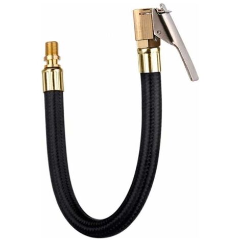 Tuyau de pompe de gonflage de pneu, tuyau en caoutchouc d'air de valve de moto mandrin de pneu de verrouillage avec clip pour outil pneumatique de tuyau de vélo de voiture de moto (1/5)
