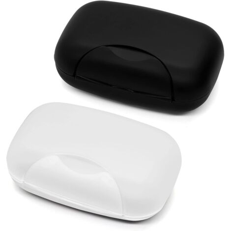 Boîte à Savon de Voyage, Imperméable Porte-Savon en Plastique, boîte à Savon Solide pour Salle de Bain (Noir & Transparent, 2) (1/5)