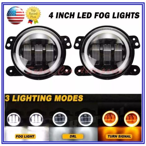 Feux antibrouillard ronds à LED de 4 pouces Angel Eyes DRL pour Jeep Wrangler JK LJ JT (1/4)