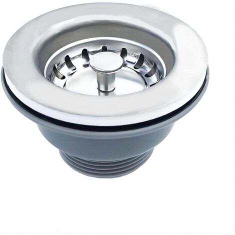 Bonde d'évier sans trop plein panier inox ø 110 mm 1½", Acier inoxydable + PVC, Bonde + Panier (1/5)