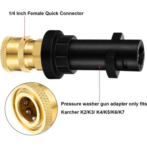 Connecteur Rapide 1/4 Pour Pistolet Haute Pression Série K (K2, K3) - Neuf - Laiton Et Nylon