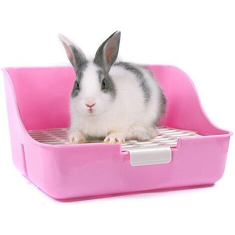Boîte à litière de Lapin Facile à Nettoyer, pour Apprendre à Utiliser la Toilette, pour Petits Animaux/Lapins/cochons d'Inde/furets (Pink) (1/4)