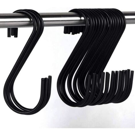 20 Pcs Crochets En S En Acier Inoxydable Crochet En Forme De S Crochets En Métal Crochets Pour Cuisine Salle De Bain Chambre (Noir (1/4)