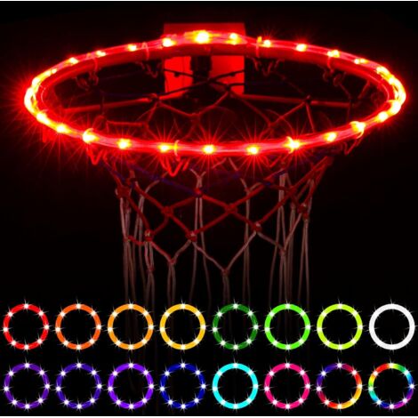Lumières de panier de basket-ball, lumière LED de jante de basket-ball télécommandée, 16 changements de couleur par vous-même, étanche, super lumineux pour jouer la nuit à l'extérieur, bon cadeau pour (1/4)