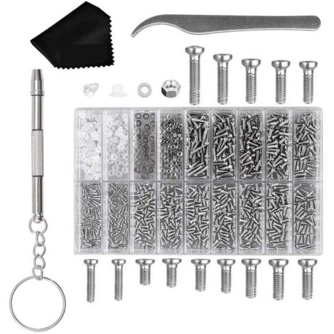 Mezheng – Kit de réparation de lunettes 1000 pièces – Vis et écrous en acier inoxydable – Tournevis multifonction et pince à épiler inclus – Boîte de rangement - 1000pcs (1/5)