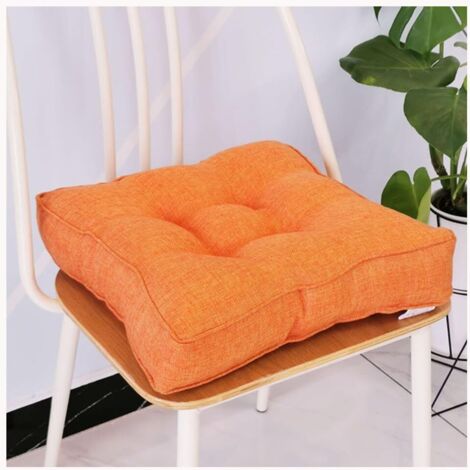 Coussin de chaise de jardin, épais 10 cm, en coton doux, 40 x 40 cm, pour bureau, salle à manger, maison (40 x 40 x 10 cm, orange)