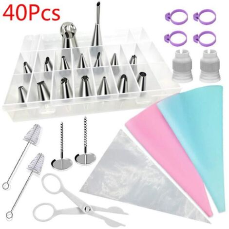 Douilles Pâtisserie Poche Douilles Silicone, DIY Kits Pour Décoration De Gâteaux, Decoration Et Glacage De Gateaux comme indiqué (1/4)